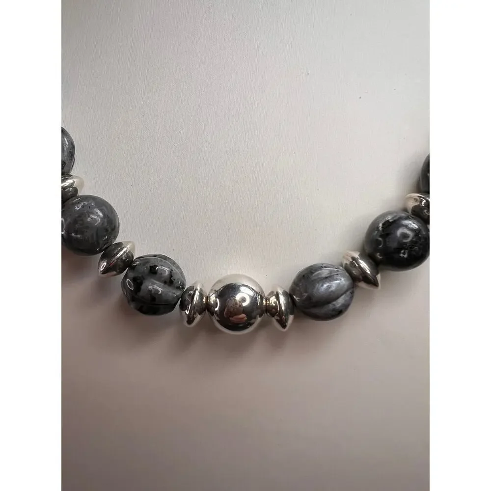 NEW Larvakite and sterling silver necklace